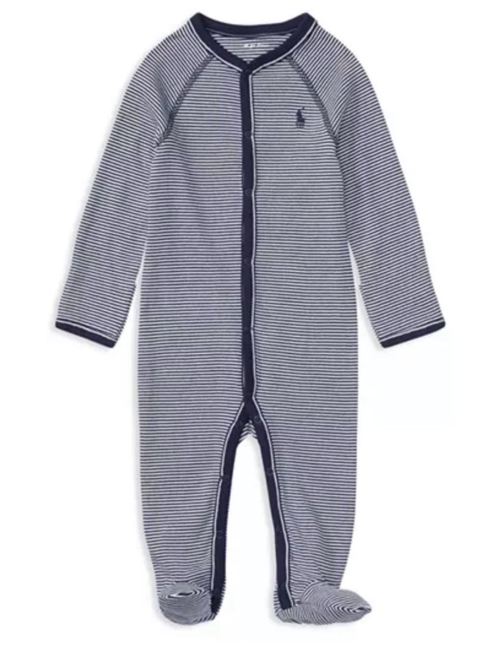 Ralph Lauren Navy & White Striped Footed One-Piece